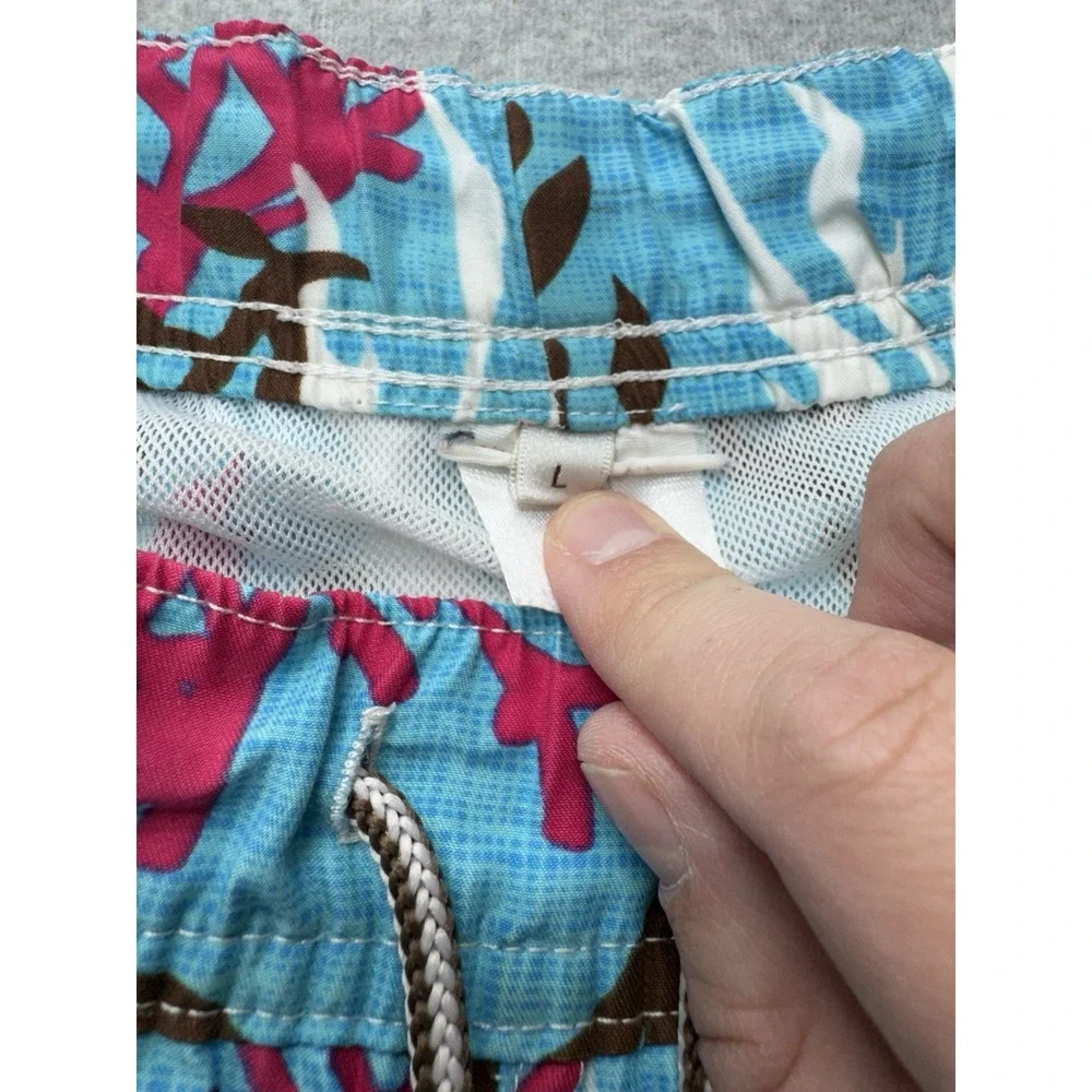Peter Millar Swim Shorts Mens Large Blue Coral Reef Lined Drawstring Waist